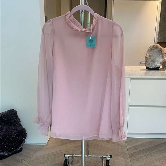 Soft Pink Ruffle Neck Blouse - Picture 1 of 2